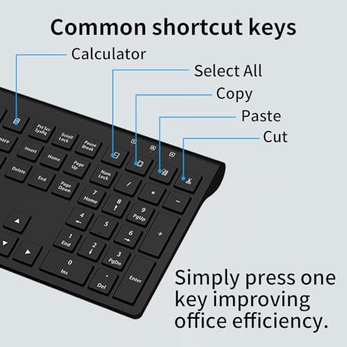 Slim Silent Full Size Wireless Keyboard Mouse Combo Black