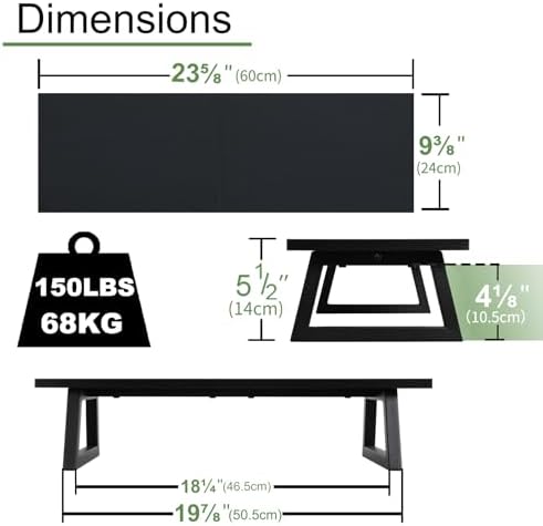 TEAMIX 24 inch Monitor Riser for Desk, Wood & Steel Computer/TV Stand Black
