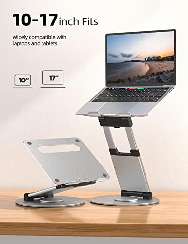 Nulaxy 18" Height Telescopic 360 Rotating Aluminum Laptop Stand Desk Silver