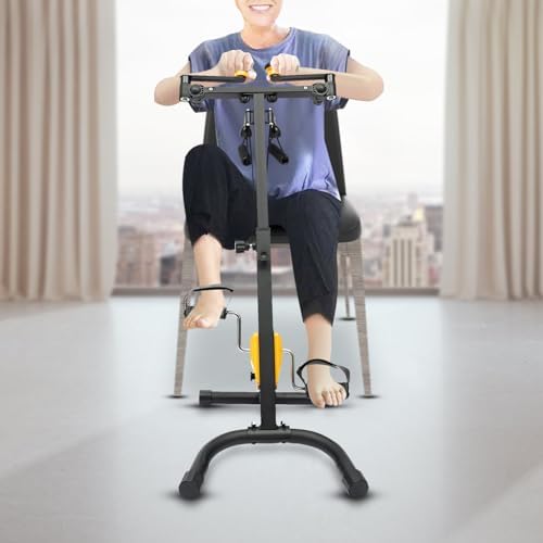 Exercise Bike, Pedal Exerciser Bicycle Hand Arm Leg Peddler Indoor Cycling Fitness Equipment with Adjustable Handgrip, Resistance and Height for Seniors Elderly Home Gym Total Body Workout