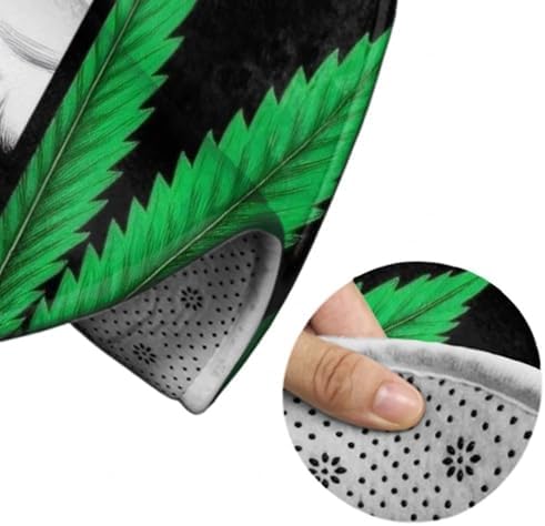 Men's Large Home Decor Mat, Soft Round Yoga Carpet, Non Slip Machine Washable Home Office Circle Rug Pot Leaf Weed Skull Smoking