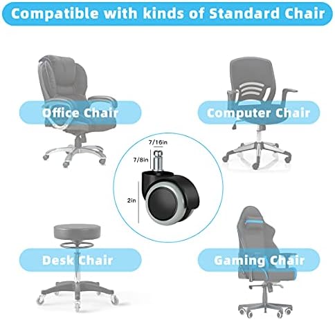 Omyoffice Replacement Office Chair Wheels 2", 1000LBS, Set of 5