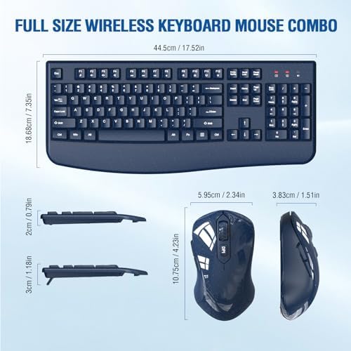 Wireless Keyboard Mouse Combo, Windows & Mac Compatible (Starry Blue)