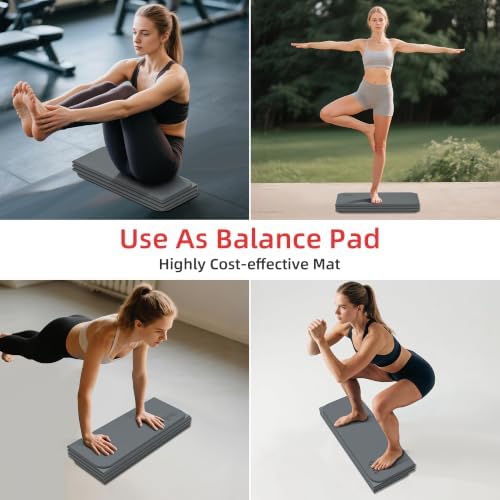 WEILA 1/2 Inch 70"x24" Foldable TPE Yoga Mat, Thick Non Slip Pilates Mat