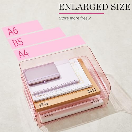 Harloon 4 Tier Paper Organizer Clear Pink Letter Tray Acrylic File Tray