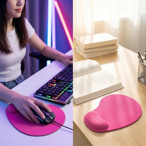 Silicone Wrist Rest Mouse Pad, Ergonomic Memory Foam Cushion, Non-Slip Rubber Base, Surface for Office, Gaming, Home - Comfortable Support to Reduce Wrist Fatigue 1Pcs - Rose