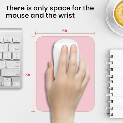 Small Mouse Pad 6 x 8 Inch, Horizontal and Vertical Flexible use. Great for Traveling, Wireless laptops, Keyboard Trays, Offices, etc. (Pink)