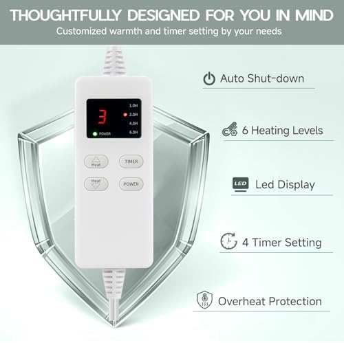 Heating Pad for Back Neck Shoulders Abdomen, Fast Heating Electric Heat Pad Dry Moist Therapy, Auto Shut Off Timer, Gray - Mother’s Day Gifts for Mom Women, Father’s Day Gift for Dad
