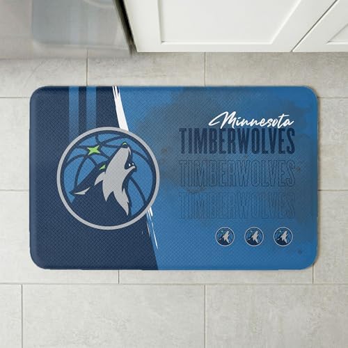 Northwest NBA Minnesota Timberwolves Embossed Anti-Fatigue Mat, Cushioned Kitchen Floor Rug, Non-Slip PVC Standing Comfort, 18 x 30 in
