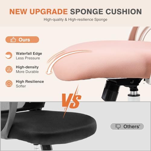 Sweetcrispy Computer Desk Chair, Mesh Office Chair with Lumbar Support