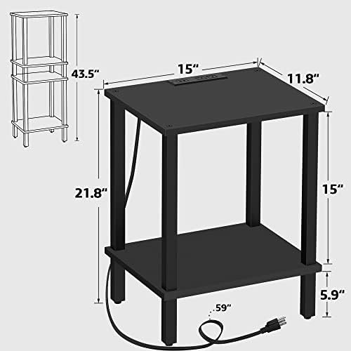 TUTOTAK End Table with Charging Station, Side Table, Nightstand