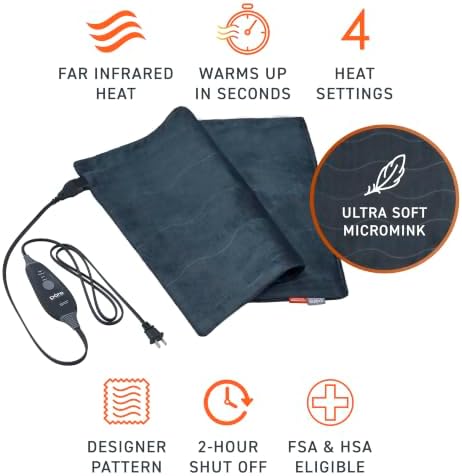 Pure Enrichment PureRelief Pro Far Infrared XL Heating Pad, 4 Heat Settings