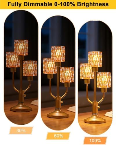 Lightdot Mid Century Modern Table Lamp Glod Glass Dimmable 3 Bulbs Included