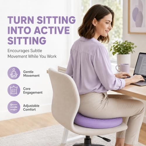 Hanstuten Wobble Seat Cushion Balance Disc - Rubber Wiggle Seat for Active Sitting, Office Desk Chair, and Core Strength Training