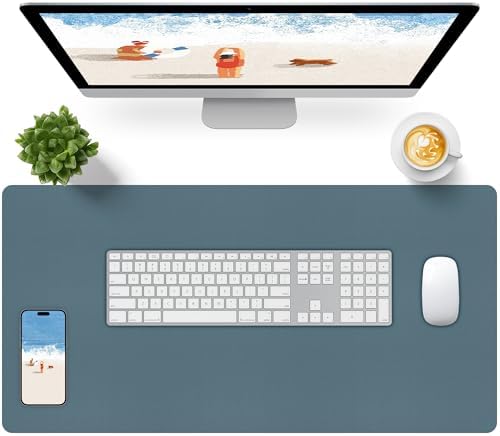 Bloss Light Blue Desk Mat 31.5x15.7, Desk Matt for Desktop, Waterproof Large Desk Mat, Computer Mat for Office/Home/Decor