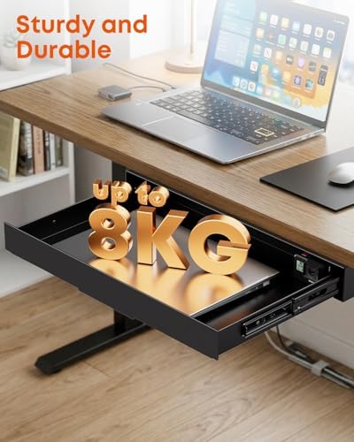 PUTORSEN Under Desk Storage Drawer 14.8" Wide - Smooth Slide Out Organizer for Standing Desk & Home Office, Max Load 17.6 lbs, Quiet Glide, Black