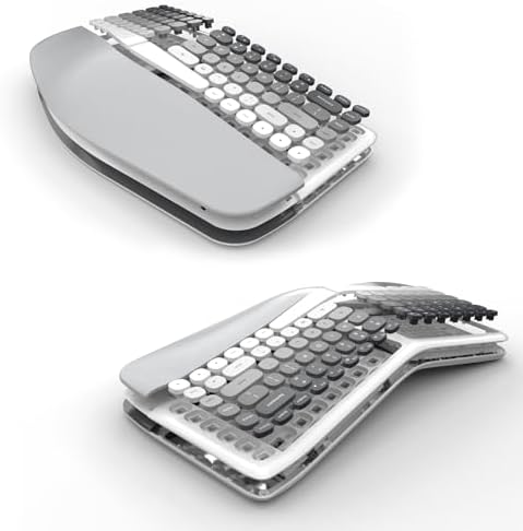 Ergonomic Wireless Keyboard and Mouse Set with Wrist Rest, Compact 85-Key Keyboard, No Independent Numeric Keypad, Gray and White Gradient