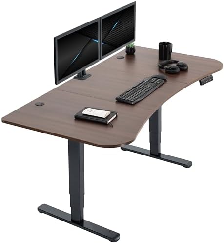 VIVO Dark Walnut 63 x 32 in Standing Desk, DESK-KIT-2B1D