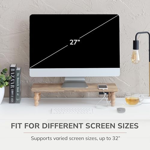 Anji Mountain Monitor Stand for Desk - Desktop Organizer & Laptop Riser, Ergonomic Monitor Riser, Space-Saving, Durable, Easy Assembly & Ideal for Home & Office,Natural, 24-Inch, Power Edition