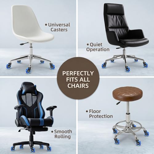 3 Inch Office Chair Wheels, Set of 5 (Blue)