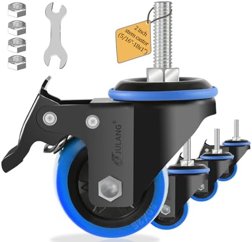2 inch Caster Wheels 5/16 Threaded Stem Casters Set of 4 Heavy Duty