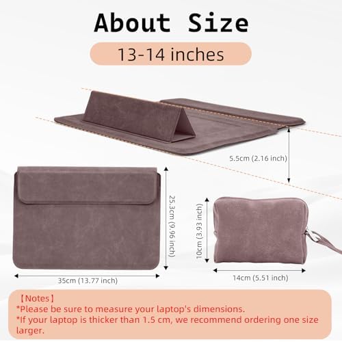 13.3-14 Inch Laptop Sleeve Case with Stand Feature,Matte PU Leather
