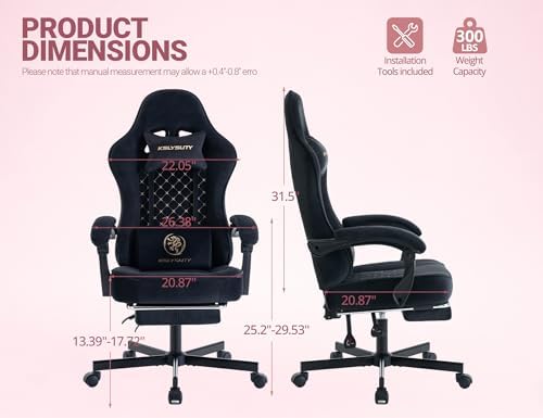 Mistpeople Gaming Chair, Ergonomic High Back Computer Chair with Footrest, Lumbar Support & Pocket Spring Cushion, Comfortable Swivel Home Office Desk Chair for Adults