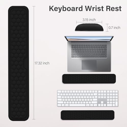 MOSISO Large Gaming Mouse Pad&Massage Keyboard Wrist Rest, Black