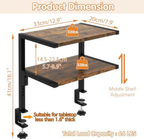 IBUYKE Clamp on Desk Organizer Shelf,Desk Extender Shelves UTMZ007H