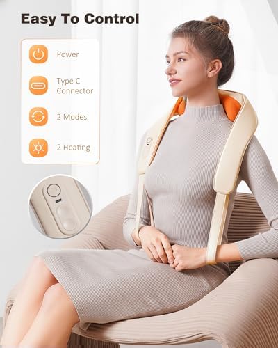 KNQZE Cordless Neck Massager for Pain Relief Deep Tissue with Heat