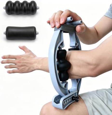 Dual Roller Arm Massager for Forearm & Wrist Muscle Relief - Adjustable Handheld Roller for Deep Tissue Massage & Trigger Point Therapy - Self-Recovery Tool for Arms, Calves, and Thighs