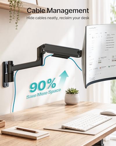PEGZONE Single Monitor Wall Mount for 17-49 Inch Curved Ultrawide Screens
