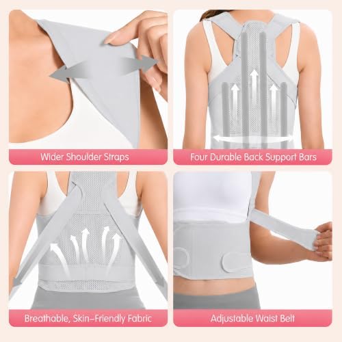 Posture Corrector for Women & Men, Adjustable Full Back Brace Support
