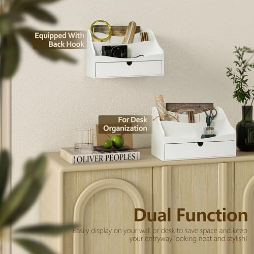 Rebee Vision Mail Organizer for Desk with 4-Slot for Letter, White