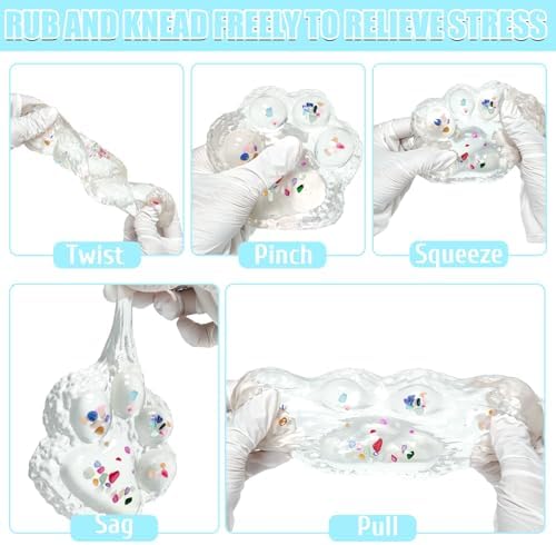 Big Taba Squishy Paw, 4.2in Clear Cat Paw Squeeze Toys, Sticky Squishy Toy