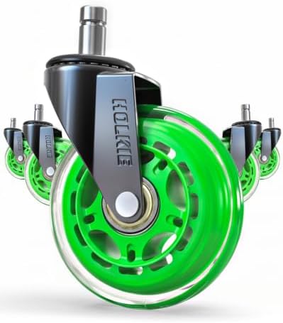 HOLKIE Gaming Chair Wheels Green Core Silent Roller Blade Casters
