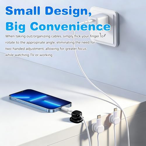 6 Pcs Magnetic Cord Organizer Holder,Magnetic Cable Clips,Cord Holder,Under Desk Cable Management, for Nightstand Home Office Desk Car Phone Wall Desktop (BLACK)