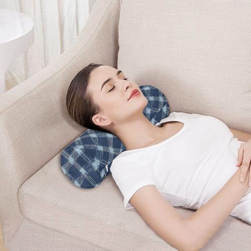Outdoor Bolster Pillow Memory Foam Neck Roll Pillow for Sleeping Round Pillows Decorative Throw Pillows Cylinder Throw Pillow Round Bolster Cover with Zipper Argyle Plaid Deepskyblue
