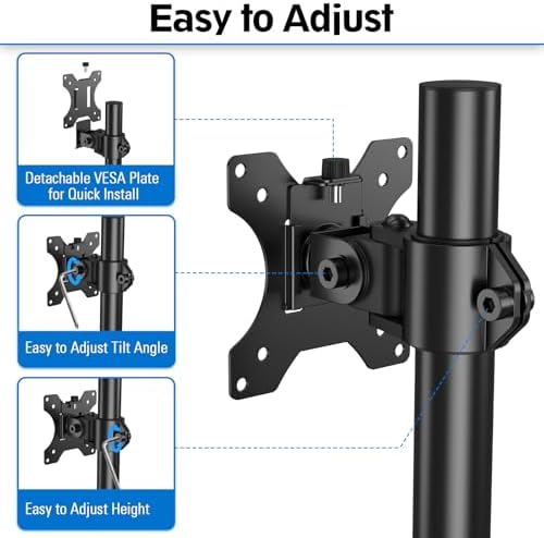 MOUNTUP Single Monitor Mount, Adjustable Monitor Stand for Max 32 Inch Flat Curved Computer Screen, Monitors Arm Desk Mount Fit VESA 75x75& 100x100, up to 17.6lbs, with C-Clamp and Grommet Base, Black