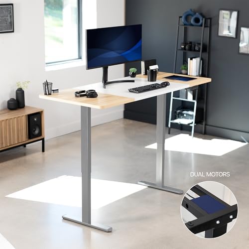 VIVO White/Light Wood 71 x 30 in Standing Desk, DESK-KIT-E2G7WC