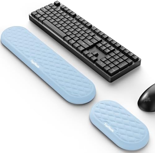 Ergonomic Wrist Rest, Full-Size Keyboard & Mouse Wrist Support Pad, Blue