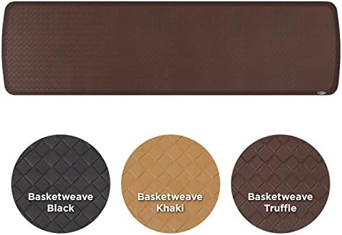 GelPro Elite Premier Gel & Foam Cushioned Anti-Fatigue Kitchen Floor Comfort Mat, Padded Stain-Resistant, Waterproof, Non-Slip Comfort Padded Desk/Office Mat, 20" x 72", Basketweave Truffle