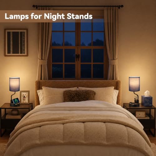 Fenmzee Bedside Lamps for Bedroom Set of 2 - Table Desk Lamp for Nightstand