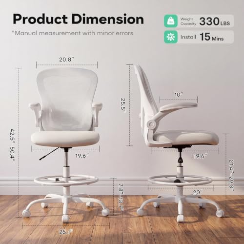 Ergonomic Drafting Chair, Tall Office Chair for Standing Desk