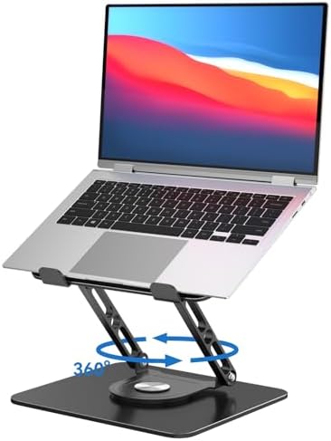 Laptop Stand for Desk Adjustable Computer Stand with 360 Rotating Base Ergonomic Laptop Riser Mount for Desk Foldable Protable Computer Desk Fits with MacBook Pro Air,