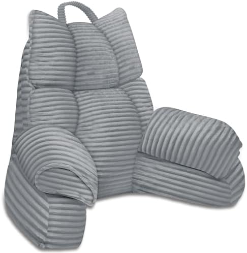 Reading Pillow for Bed with Arms, Back Support, Memory Foam（Smoke Gray）