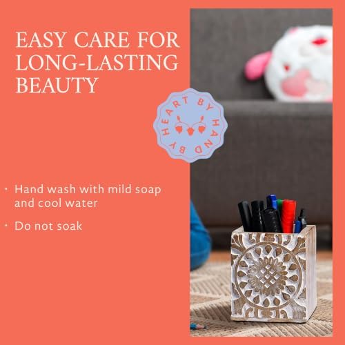 Mela Artisans Ajenta Mango Wood Pen Holder - Whitewash