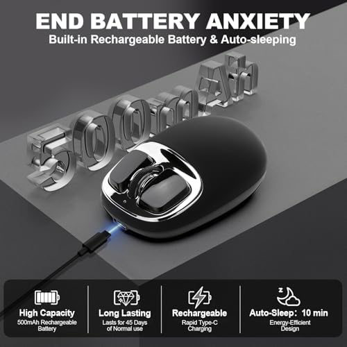 YUNZII C1 Wireless Tri-Mode Wireless Mouse 4800 DPI Optical (Black Sliver)