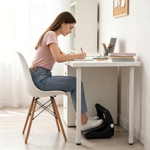 Foot Rest for Under Desk at Work, Non-Slip Wooden Under Desk Footrest, Ergonomic Foot Stools for Office Home (Black B, OneSize)