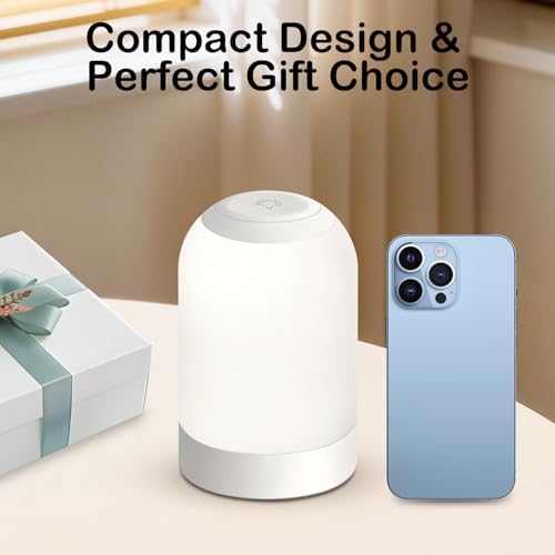 Rechargeable Night Light, Portable Bedside Lamp, Touch Dimmable Table Lamp for Nightstand, Reading & Nursery, 3 Color Temperatures, USB Rechargeable